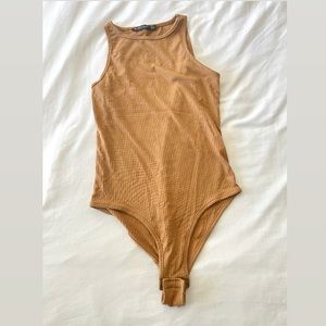 Nasty Gal tan halter bodysuit